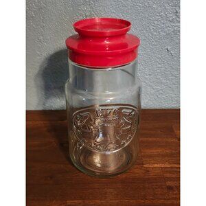 Vintage Anchor Hocking 1776 Liberty Bell Glass Jar with Red Lid
